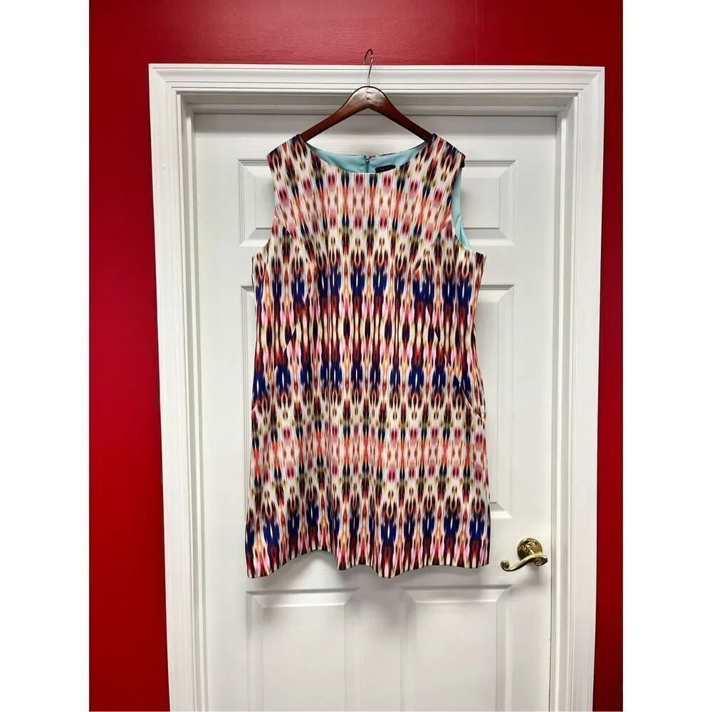 Tahari Honey On My Mind Abstract Blur Print Sleeveless Career Dress sz 20W EUC